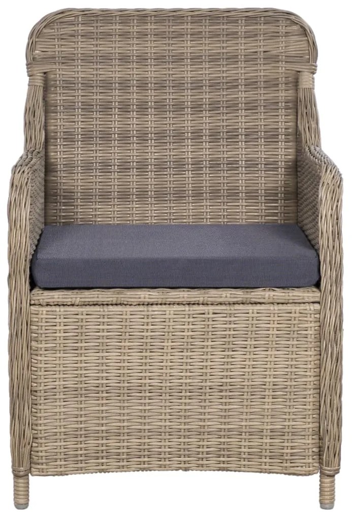 Set da pranzo da giardino 11 pz in polyrattan marrone