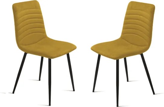 Sedia imbottita in tessuto cannettato Giallo CANNETO 2 sedie