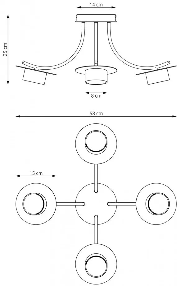Lampada a soffitto in acciaio ENSO 4 nero da interno 4xGX53 Colore del corpo Nero