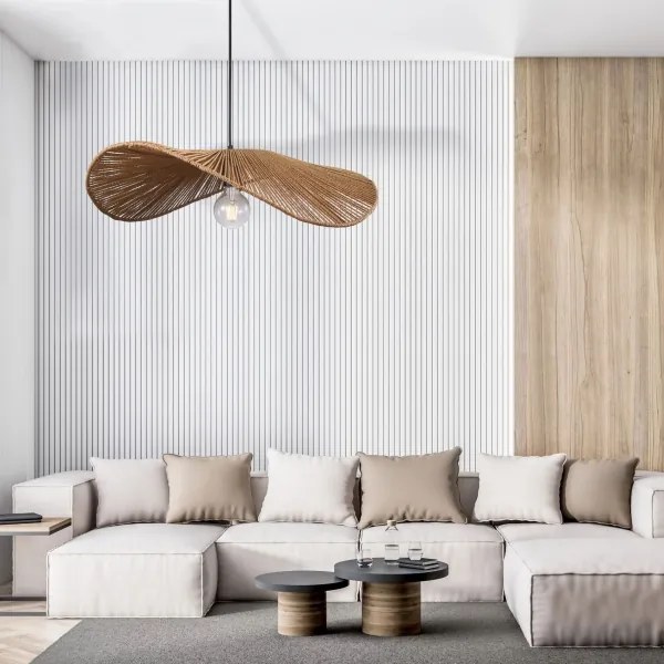 Lampadario a sospensione con filo CAPRI 1xE27/20W/230V diametro 60 cm bambù