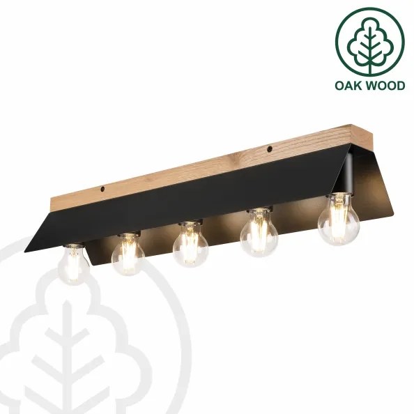 Plafoniera ESME 5xE27/15W/230V nero/quercia