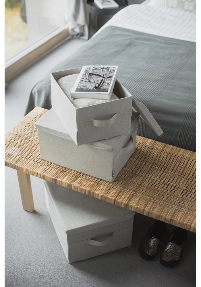 Scatola con coperchio beige in tessuto 35x26x19 cm Soft Storage – Bigso