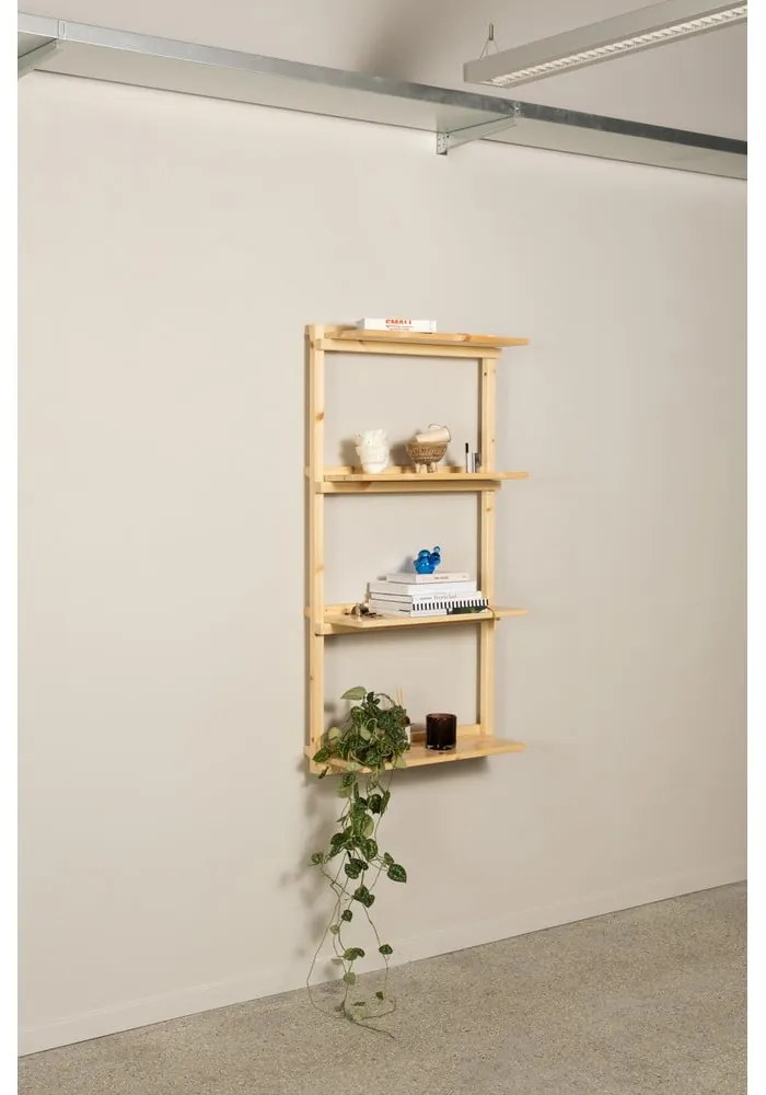 Libreria da parete di colore naturale in pino massiccio 66x127 cm Groove – Karup Design