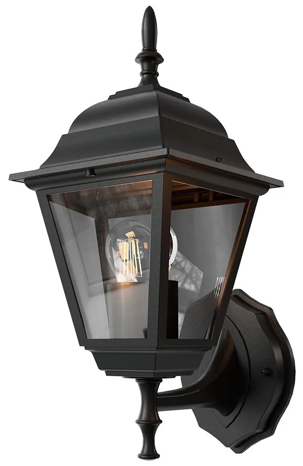 Applique Lanterna da Esterno E27 IP54 Nera - Serie ALFIERI 1A