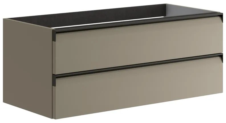 Mobile da bagno sospeso sotto lavabo L 99.5 x H 40 x P 45.5 cm marrone talpa laccato opaco, 2 cassetti Fusion