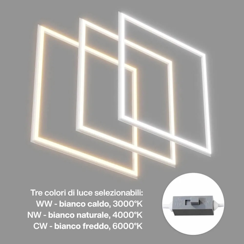 Pannello LED a Cornice 60x60 44W CCT, No Flickering con driver Philips Colore Bianco Variabile CCT