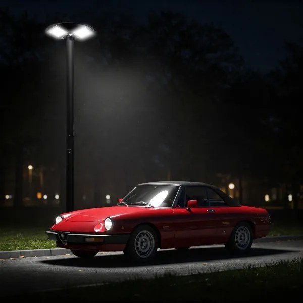 Lampione solare LED con sensore, 15W/6V, 6500K, IP65, nero + telecomando