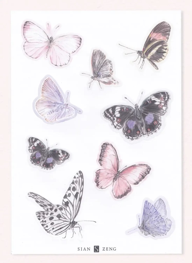 Sian Zeng Adesivo murale Butterfly - Blush