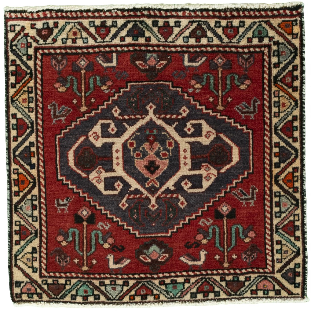 Shiraz Tappeto persiano 60x60 Rosso (Iran) Annodato A Mano