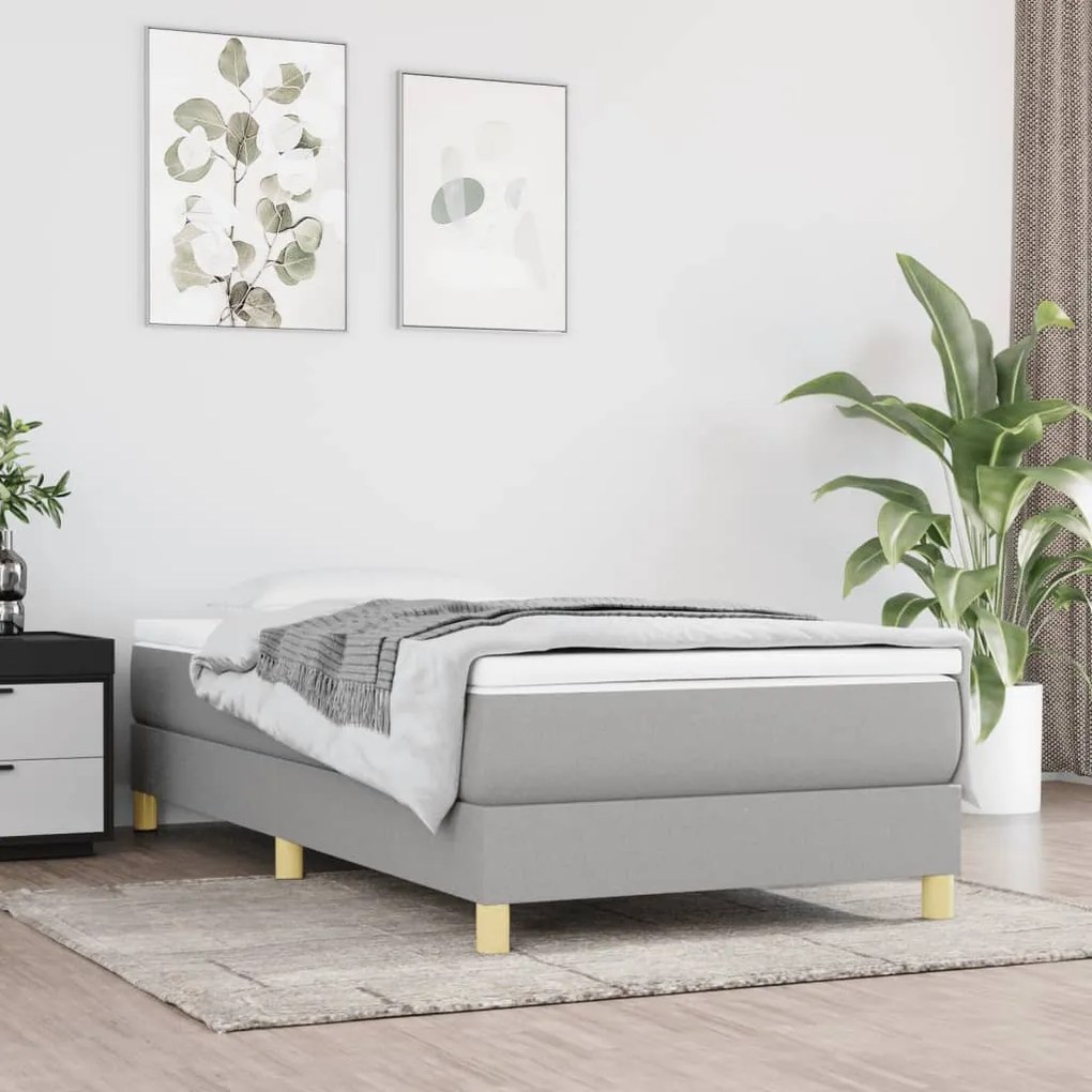 Giroletto A Molle Con Materasso Grigio Chiaro 90x200 Cm Tessuto /