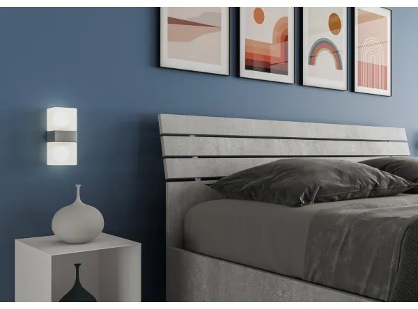 Letto matrimoniale contenitore 160x190 testata inclinata con doghe cemento Ankel