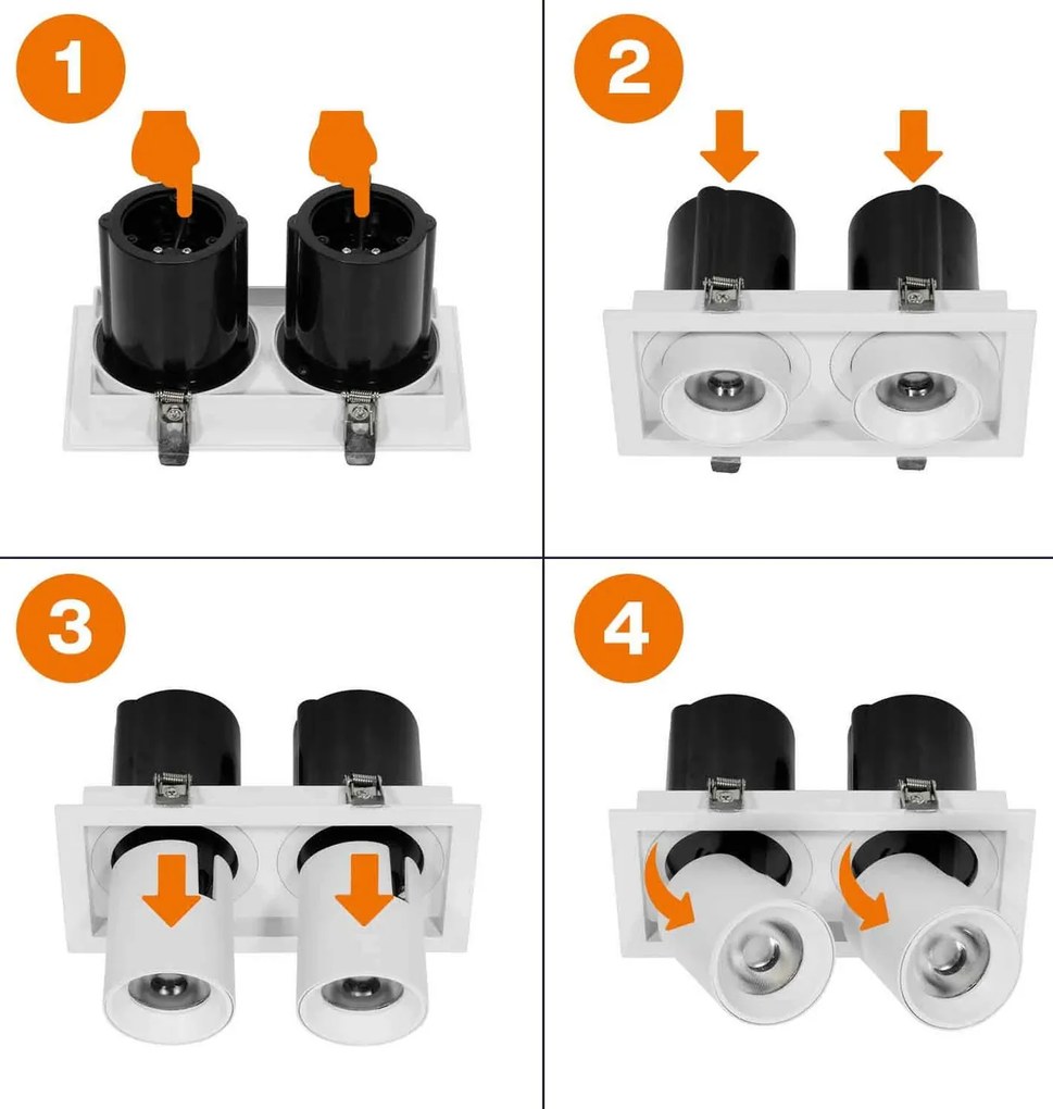 Faro LED da Incasso Orientabile 2x15W CCT Foro 160x75mm Bridgelux LED Colore Bianco Variabile CCT
