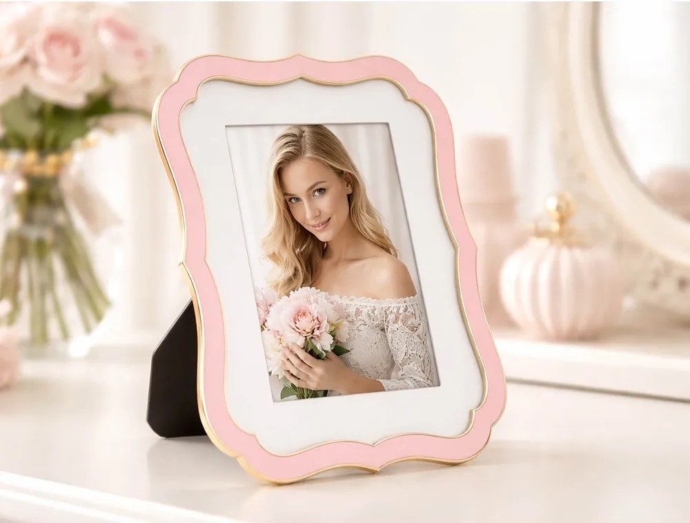 Cornice rosa chiaro in metallo/in vetro verticale con sostegno 17x22 cm Margot – Mauro Ferretti