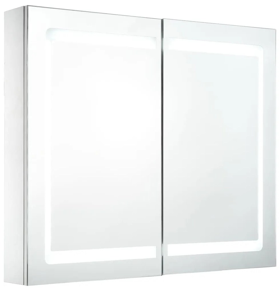 Armadietto bagno con specchio e led 80x12,2x68 cm