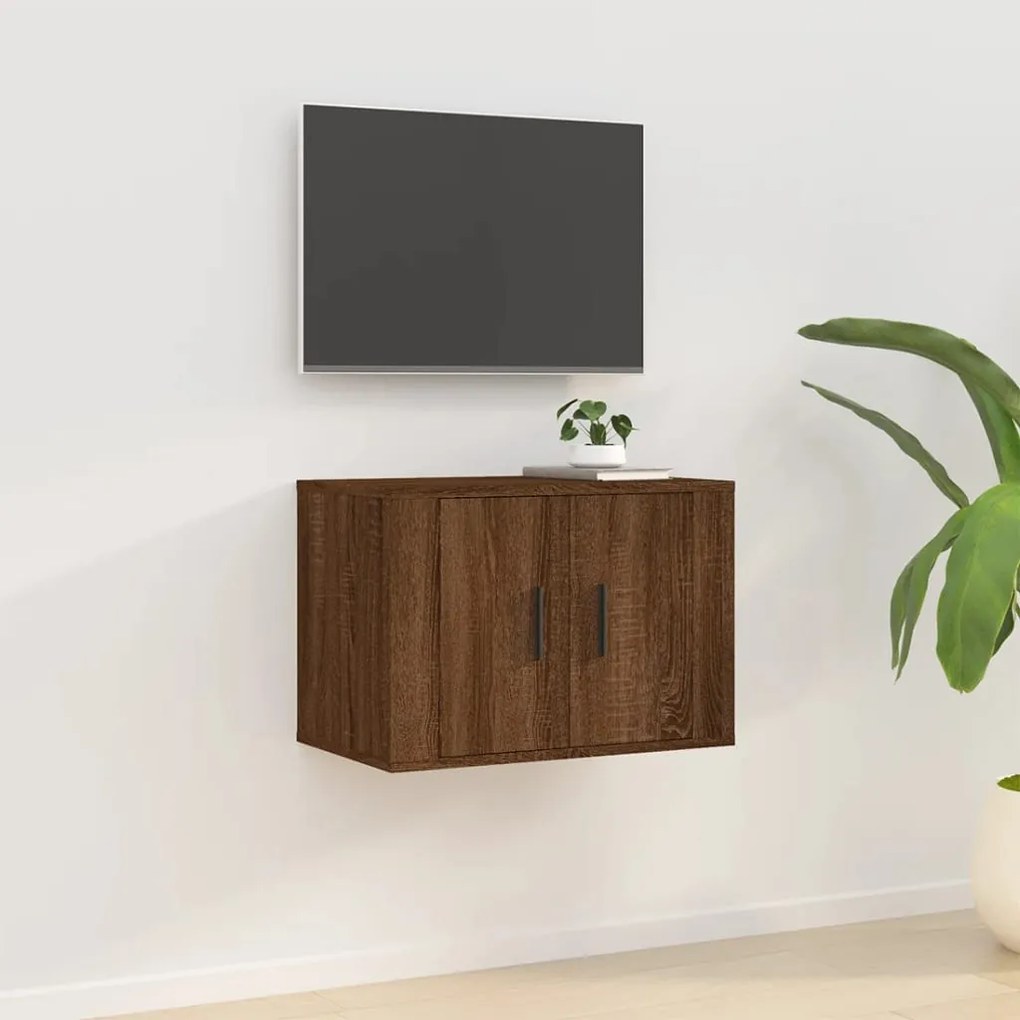 Mobile porta tv a parete rovere marrone 57x34,5x40 cm