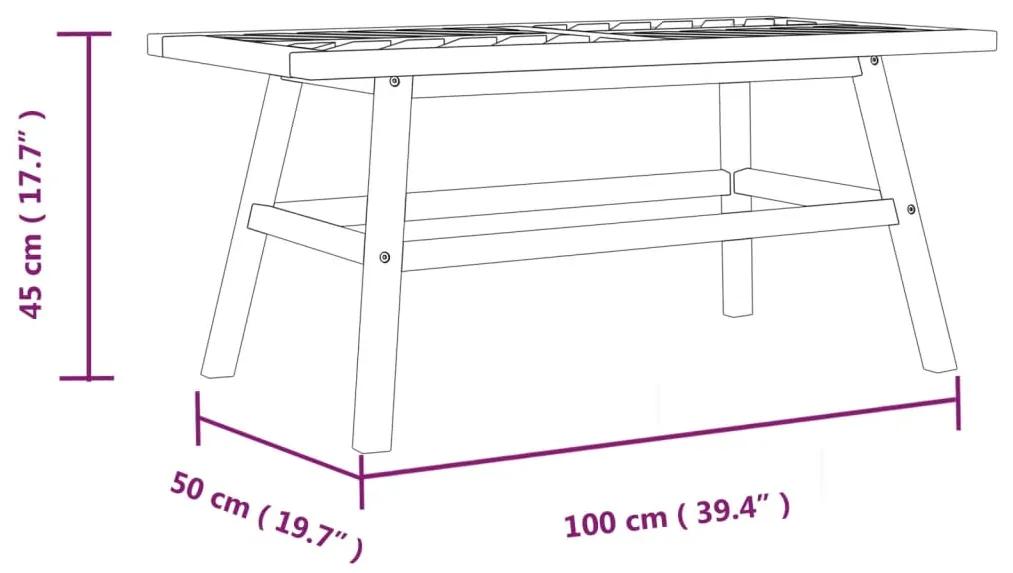 Tavolino 100x50x45 cm in Legno Massello di Acacia