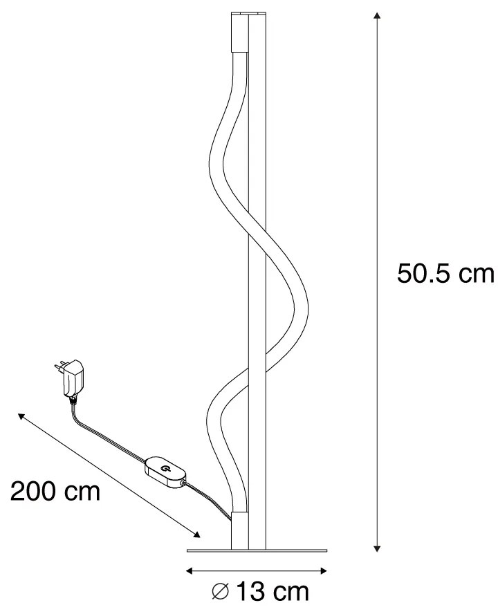 Lampada da tavolo moderna nera con LED dimmerabile a 3 livelli - Twirl