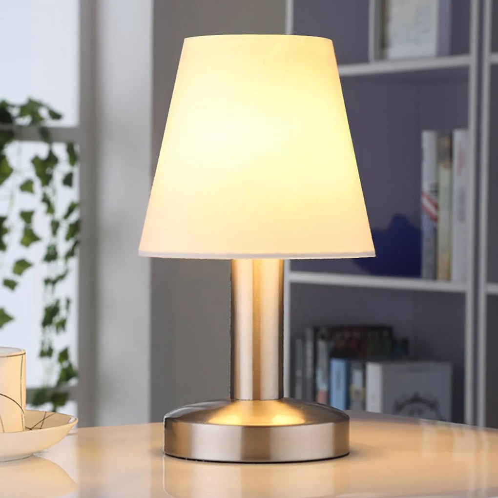 Lindby Lampada da comodino Hanno con paralume tessile bianco, set di 2 pezzi