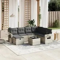 Set Divano da Giardino 8pz con Cuscini Grigio Chiaro Polyrattan 3263848