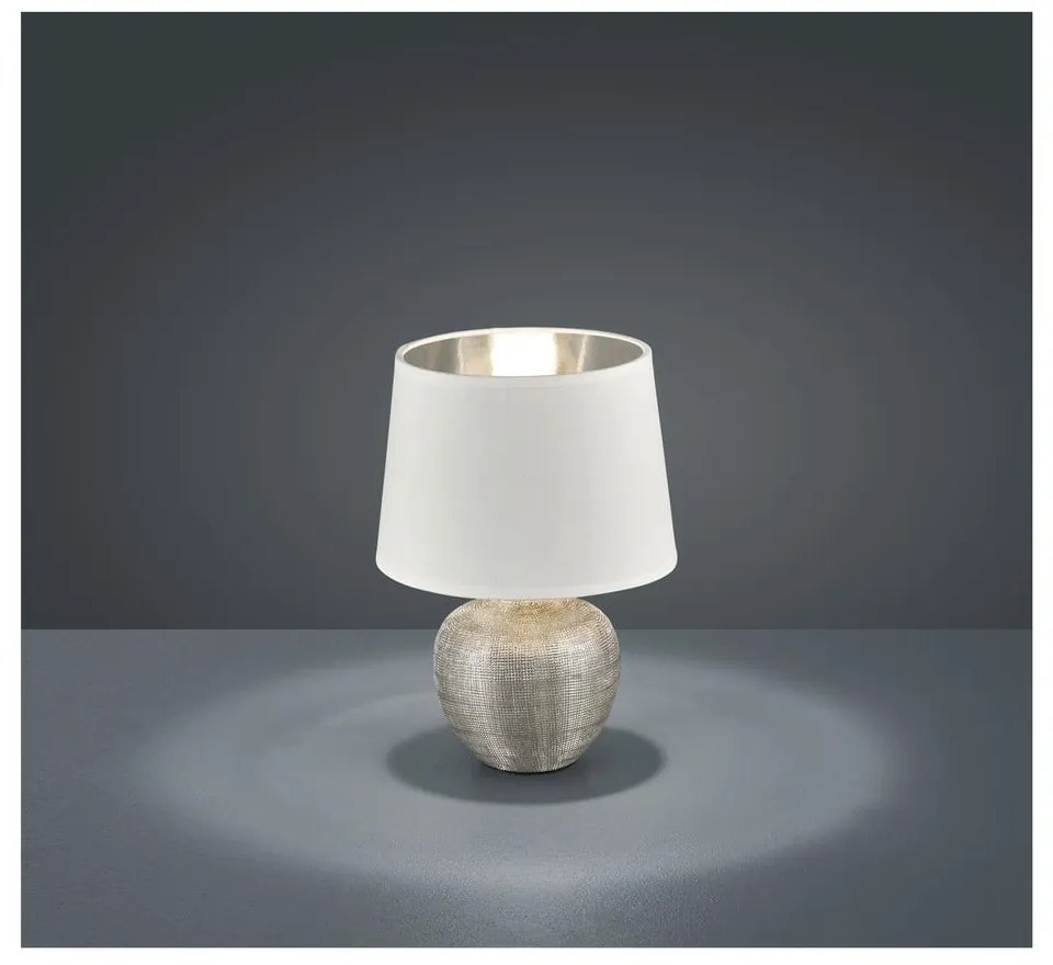 Lampada da tavolo in ceramica bianca e tessuto, altezza 26 cm Luxor - Trio