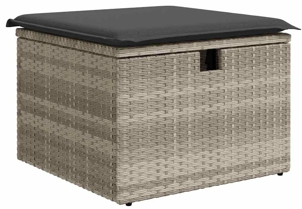 Set divano da giardino 8pz con cuscini grigio chiaro polyrattan