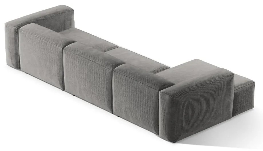 Divano angolare grigio chiaro (con penisola a sinistra/con chaise lounge) con rivestimento in velluto a coste Bergamo – Cosmopolitan Design