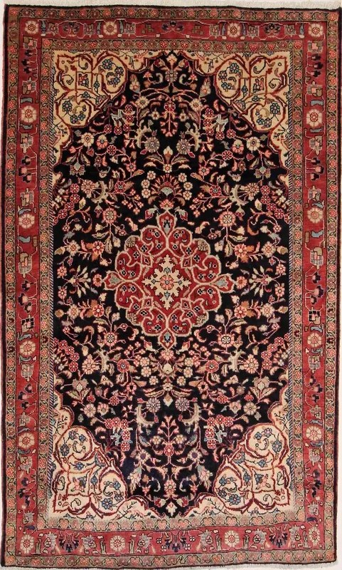Sarouk Tappeto 130 x 210 Blu (Iran) Annodato A Mano