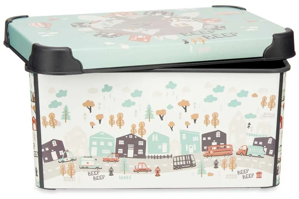 Scatola portaoggetti con coperchio Per bambini Autostrada Plastica 5 L 19 x 13,5 x 29 cm (12 Unità)