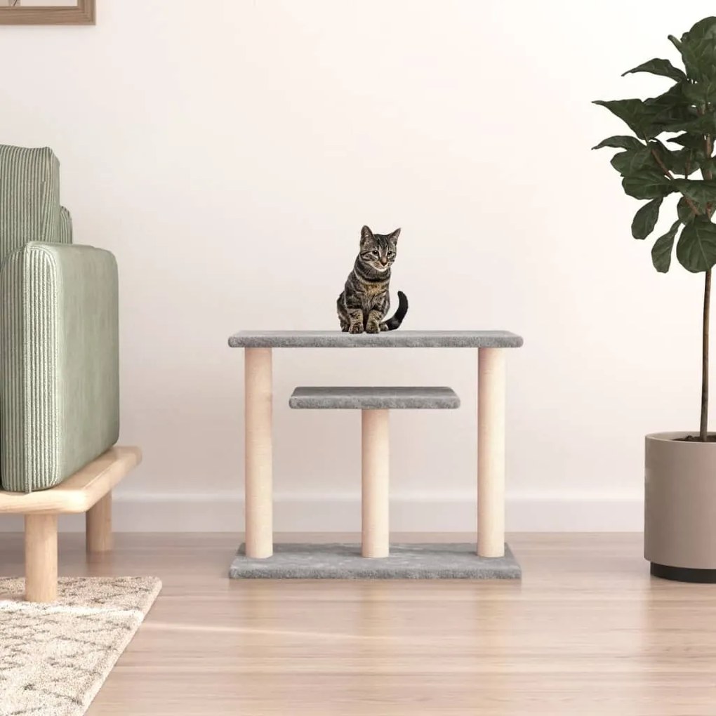 Pali Tiragraffi Per Gatti Con Piattaforme Grigio Chiaro 62,5 Cm /