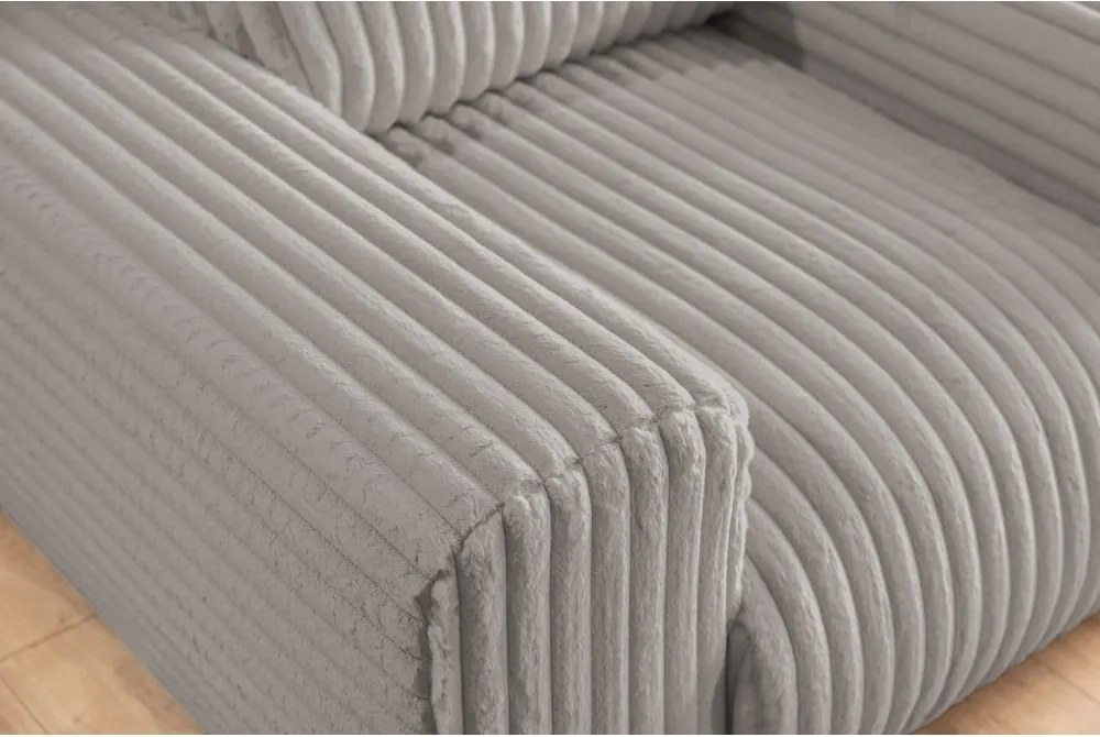 Poltrona grigio chiaro con rivestimento in velluto a coste Justin – Ropez