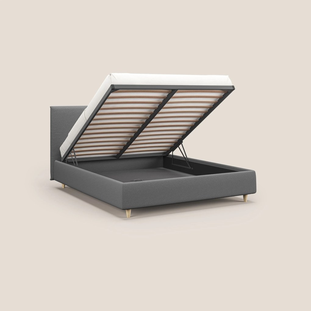 Teresa letto contenitore e sfoderabile in tessuto misto cotone impermeabile T13 grigio