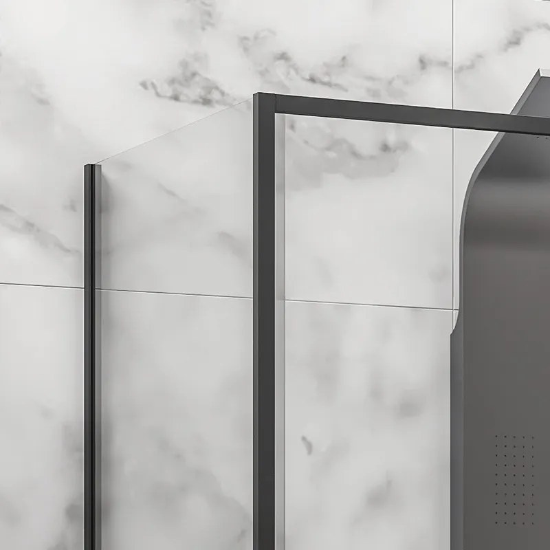Kamalu - Box doccia 80x120 colore nero vetro 6mm altezza 200h | KLA-4000N