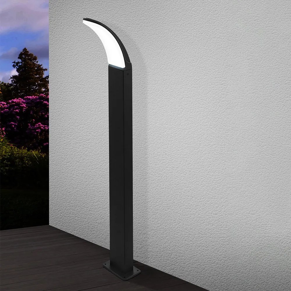 Paletto Esterno Contemporaneo Fiumicino Alluminio Nero Policarbonato Bianco Led