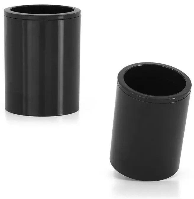 Set accessori bagno da appoggio 5 pezzi in plastica nero Glim