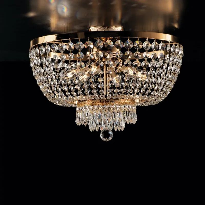 Plafoniera imperiale in ferro e ottone Oro con stass sei luci 50x h37 cm