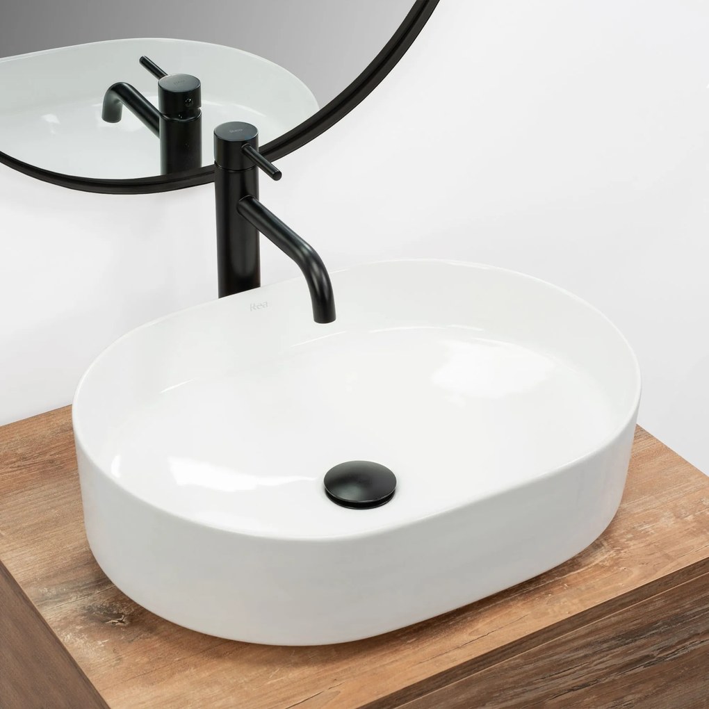 Lavabo da appoggio in ceramica Rea Nadia 50