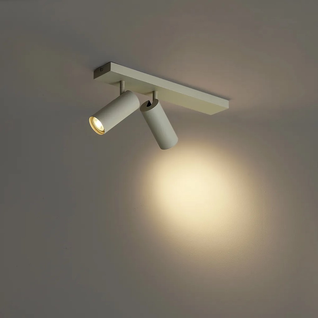 Faretto da soffitto moderno beige 2 luci inclinabile - Renna
