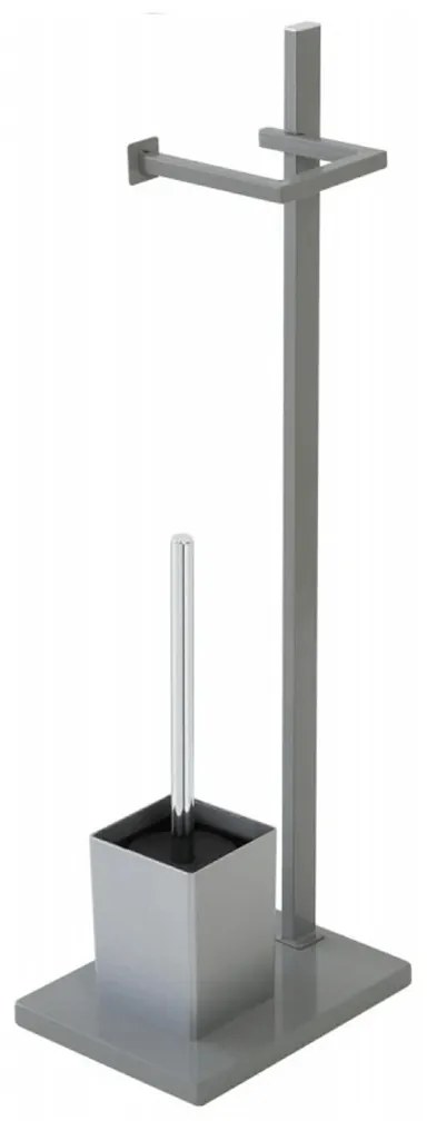 Piantana Portarotolo/Scopino Con Base In MDF Feridras Grigio