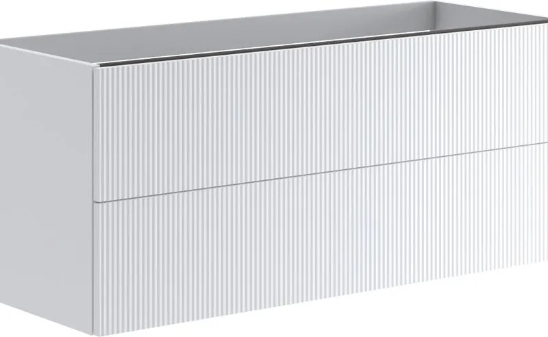 Cassettiera Opera con 2 cassetti, cannettato laccato opaco bianco L119,5 H50 P45,5 cm