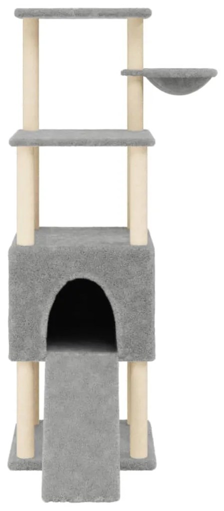 Albero per gatti con tiragraffi in sisal grigio chiaro 153 cm