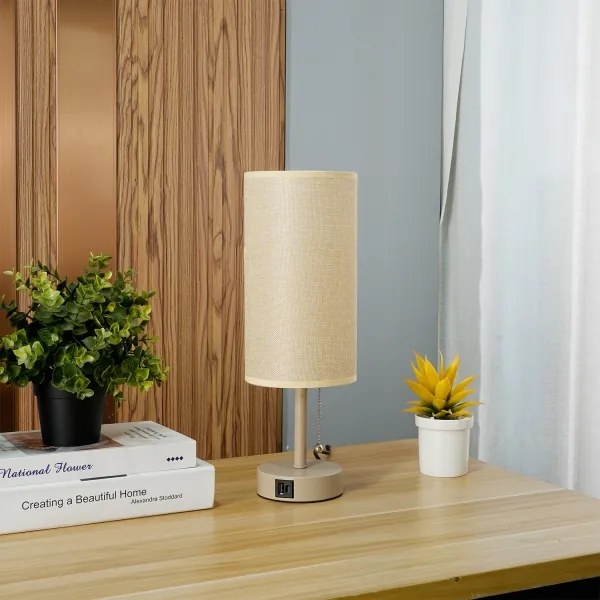 Brilagi - Lampada da tavolo con porta USB TABLON 1xE27/25W/230V beige