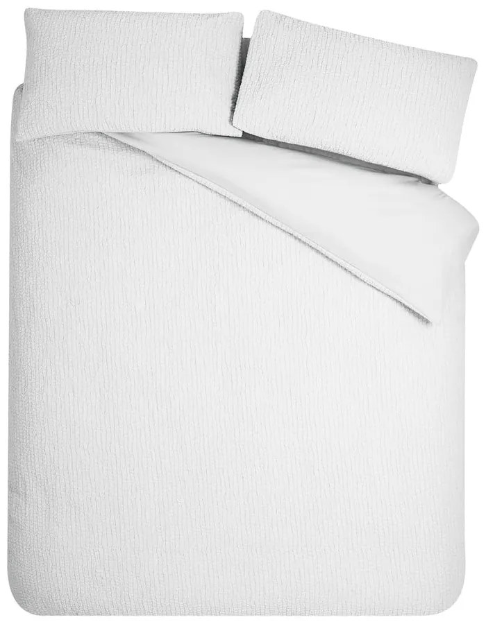 Set copripiumino e federa bianco in crêpe per letto matrimoniale e per letto esteso 230x220 cm Crinkle Seersucker – Catherine Lansfield