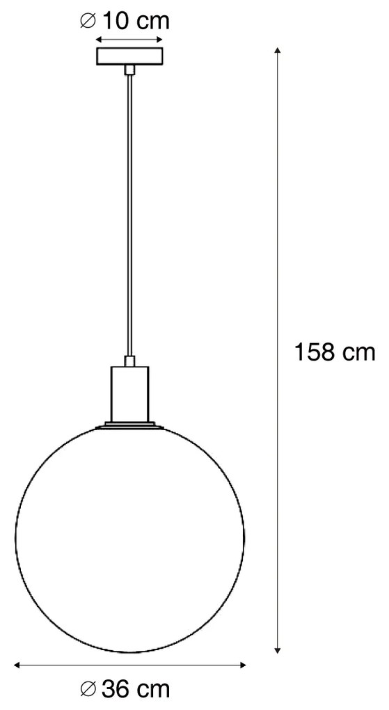 Lampada a sospensione di design nera con vetro trasparente 35 cm - Mallon