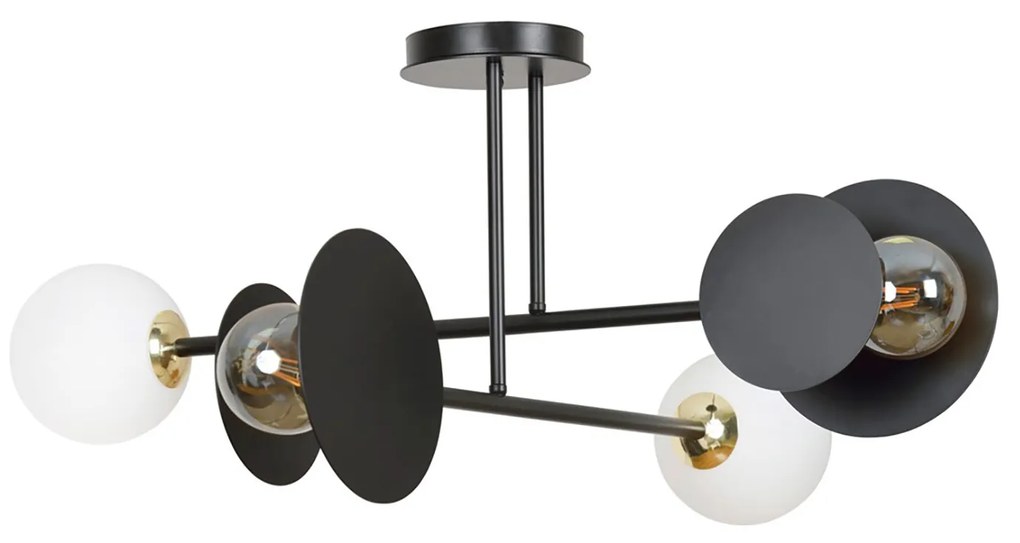 Plafoniera Moderna Inari Acciaio Nero 2 Luci E27 Ip20