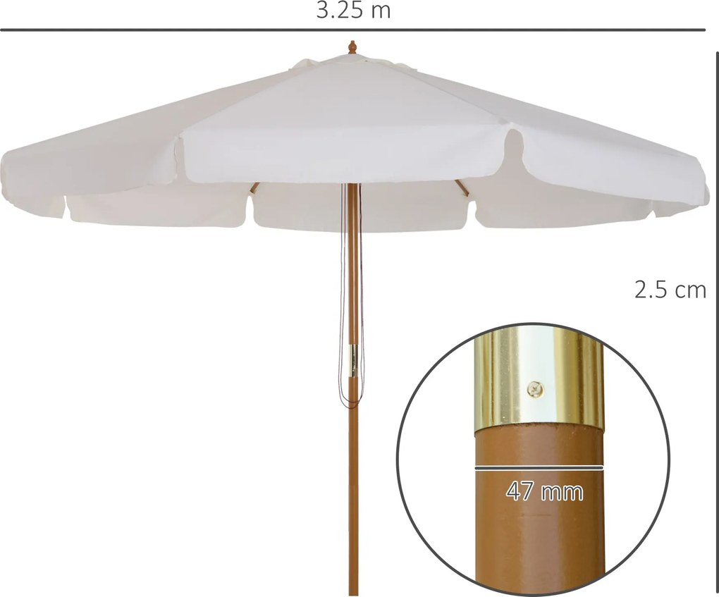Ombrellone da Giardino con Doppio Tettuccio Ø325x250 cm in Legno di Bambù e Poliestere Crema...