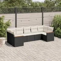 Set Divani da Giardino con Cuscini 7pz Nero Polyrattan 3226266