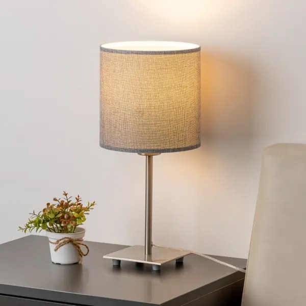 Eglo - Lampada da tavolo LED TUNJA 1xE27/60W/230V 26,5 cm cromo opaco/grigio