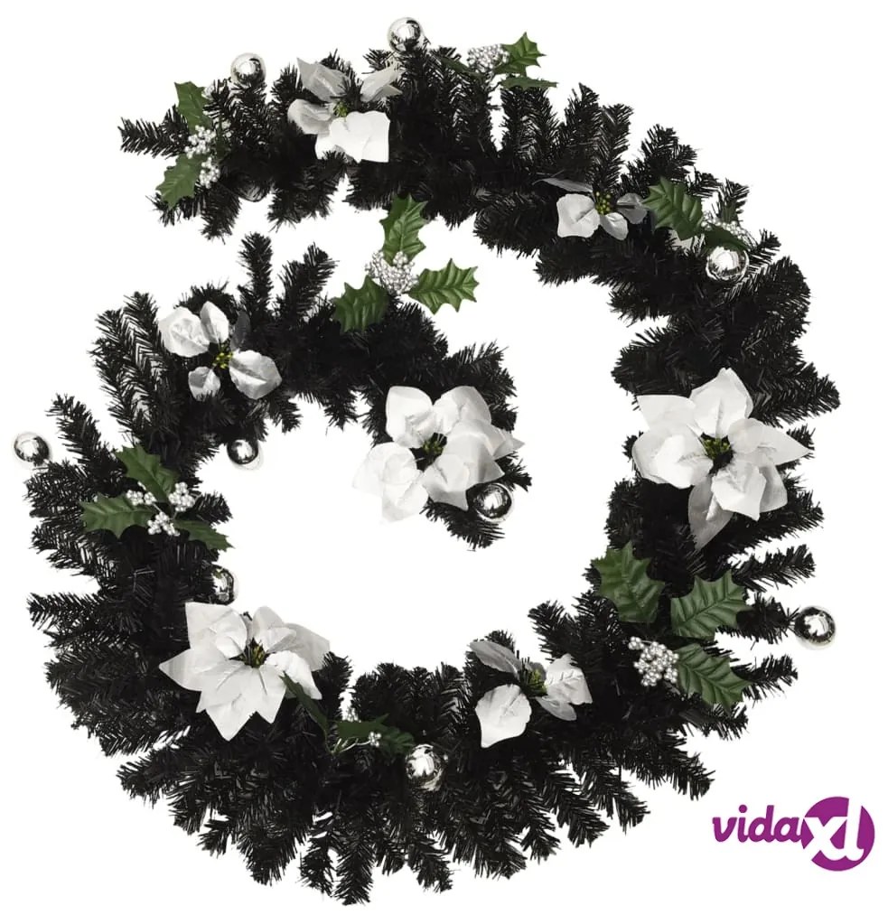 vidaXL Ghirlanda Natalizia con Luci a LED 2,7 m in PVC Nera