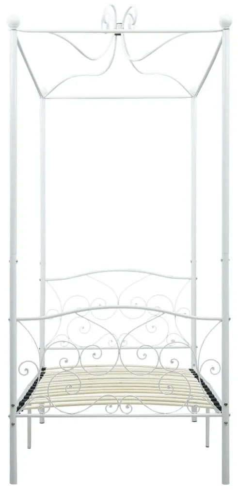 Letto a baldacchino bianco in metallo 90x200 cm