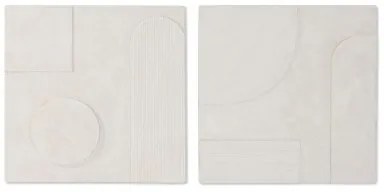 Decorazione da Parete Home ESPRIT Bianco Moderno Decapaggio 80 x 6 x 80 cm (2 Unità)